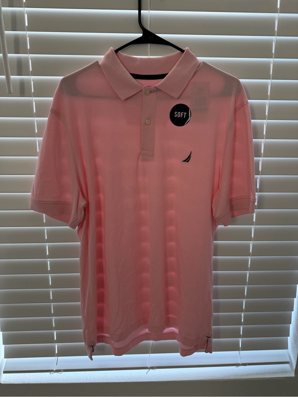 Nautica Men’s Light Pink Polo with Embroidered Sail Logo